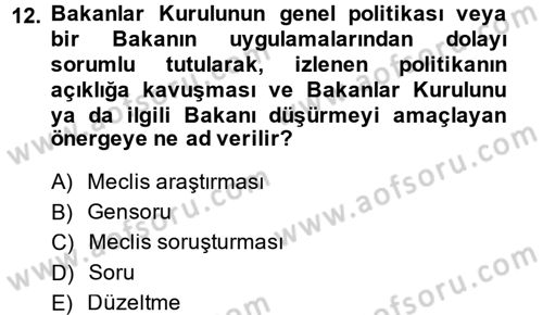 Kamu Mali Yönetimi Dersi 2013 - 2014 Yılı (Vize) Ara Sınav Soruları 12. Soru