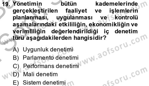 Kamu Mali Yönetimi Dersi 2013 - 2014 Yılı (Final) Dönem Sonu Sınav Soruları 19. Soru