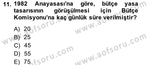 Kamu Mali Yönetimi Dersi 2014 - 2015 Yılı (Vize) Ara Sınav Soruları 11. Soru