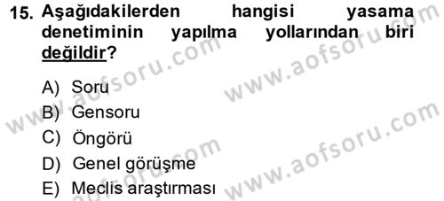 Kamu Mali Yönetimi Dersi 2014 - 2015 Yılı (Vize) Ara Sınav Soruları 15. Soru