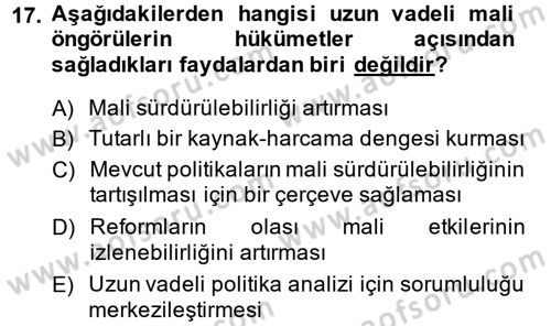 Kamu Mali Yönetimi Dersi 2014 - 2015 Yılı (Vize) Ara Sınav Soruları 17. Soru