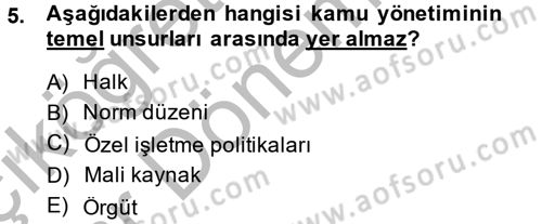 Kamu Mali Yönetimi Dersi 2014 - 2015 Yılı (Vize) Ara Sınav Soruları 5. Soru