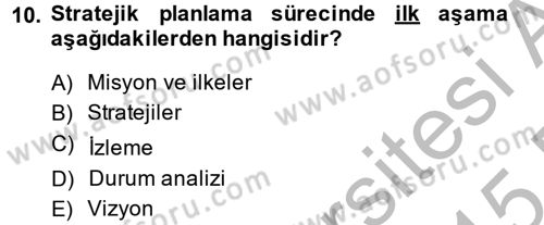 Kamu Mali Yönetimi Dersi 2014 - 2015 Yılı (Final) Dönem Sonu Sınavı 10. Soru