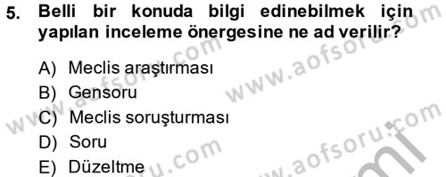 Kamu Mali Yönetimi Dersi 2014 - 2015 Yılı (Final) Dönem Sonu Sınav Soruları 5. Soru