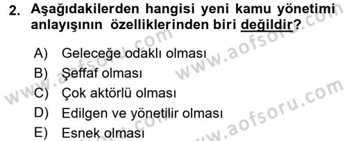 Kamu Mali Yönetimi Dersi 2015 - 2016 Yılı (Vize) Ara Sınav Soruları 2. Soru