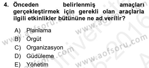 Kamu Mali Yönetimi Dersi 2015 - 2016 Yılı (Vize) Ara Sınav Soruları 4. Soru