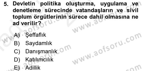 Kamu Mali Yönetimi Dersi 2015 - 2016 Yılı (Vize) Ara Sınav Soruları 5. Soru