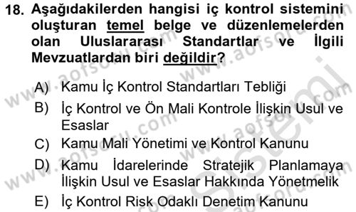 Kamu Mali Yönetimi Dersi 2015 - 2016 Yılı (Final) Dönem Sonu Sınav Soruları 18. Soru