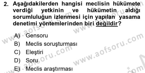 Kamu Mali Yönetimi Dersi 2015 - 2016 Yılı (Final) Dönem Sonu Sınav Soruları 2. Soru