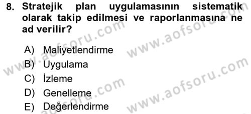 Kamu Mali Yönetimi Dersi 2015 - 2016 Yılı (Final) Dönem Sonu Sınavı 8. Soru