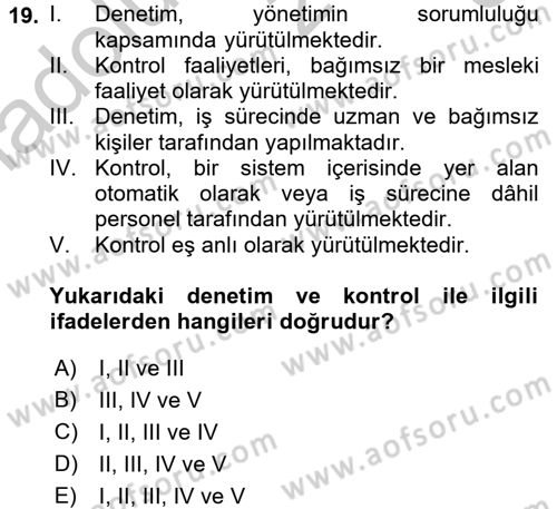 Kamu Mali Yönetimi Dersi 2016 - 2017 Yılı 3 Ders Sınavı 19. Soru