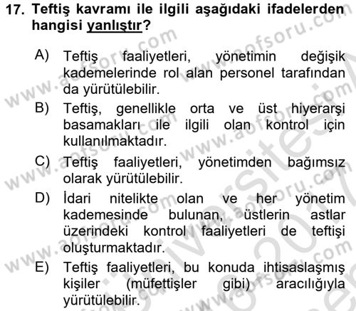 Kamu Mali Yönetimi Dersi 2016 - 2017 Yılı (Final) Dönem Sonu Sınav Soruları 17. Soru