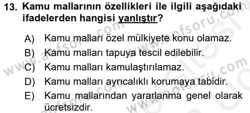 Kamu Mali Yönetimi Dersi 2017 - 2018 Yılı 3 Ders Sınav Soruları 13. Soru