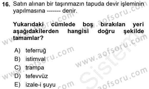 Kamu Mali Yönetimi Dersi 2017 - 2018 Yılı 3 Ders Sınav Soruları 16. Soru
