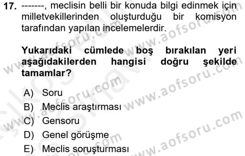Kamu Mali Yönetimi Dersi 2017 - 2018 Yılı 3 Ders Sınav Soruları 17. Soru