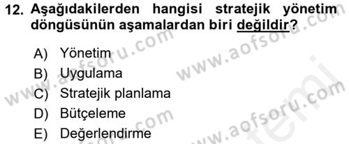 Kamu Mali Yönetimi Dersi 2017 - 2018 Yılı (Vize) Ara Sınav Soruları 12. Soru