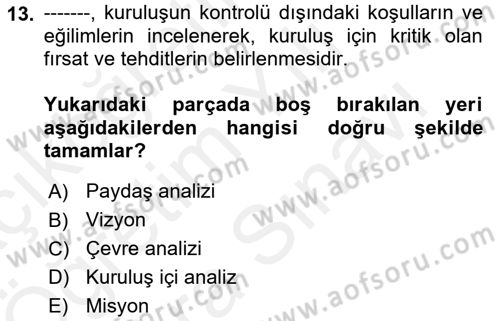 Kamu Mali Yönetimi Dersi 2017 - 2018 Yılı (Vize) Ara Sınav Soruları 13. Soru