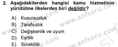 Kamu Mali Yönetimi Dersi 2017 - 2018 Yılı (Vize) Ara Sınav Soruları 2. Soru