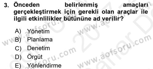 Kamu Mali Yönetimi Dersi 2017 - 2018 Yılı (Vize) Ara Sınav Soruları 3. Soru