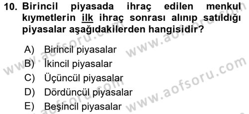 Kamu Mali Yönetimi Dersi 2017 - 2018 Yılı (Final) Dönem Sonu Sınav Soruları 10. Soru