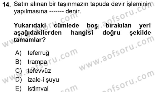 Kamu Mali Yönetimi Dersi 2017 - 2018 Yılı (Final) Dönem Sonu Sınav Soruları 14. Soru
