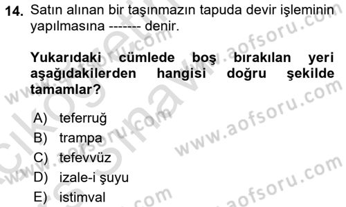 Kamu Mali Yönetimi Dersi 2018 - 2019 Yılı 3 Ders Sınav Soruları 14. Soru
