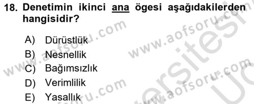 Kamu Mali Yönetimi Dersi 2018 - 2019 Yılı 3 Ders Sınav Soruları 18. Soru