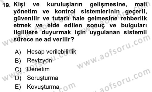 Kamu Mali Yönetimi Dersi 2018 - 2019 Yılı 3 Ders Sınav Soruları 19. Soru