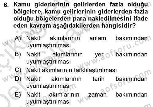 Kamu Mali Yönetimi Dersi 2018 - 2019 Yılı 3 Ders Sınav Soruları 6. Soru