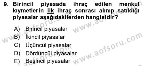 Kamu Mali Yönetimi Dersi 2018 - 2019 Yılı 3 Ders Sınav Soruları 9. Soru