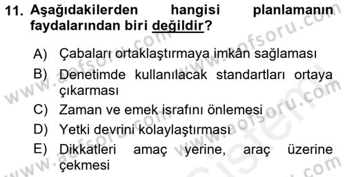 Kamu Mali Yönetimi Dersi 2018 - 2019 Yılı (Vize) Ara Sınav Soruları 11. Soru