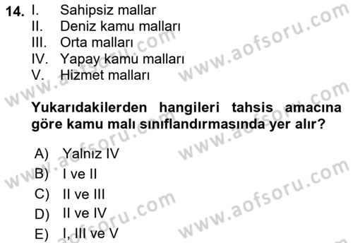 Kamu Mali Yönetimi Dersi 2018 - 2019 Yılı (Final) Dönem Sonu Sınav Soruları 14. Soru