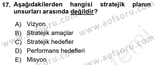 Kamu Mali Yönetimi Dersi 2018 - 2019 Yılı (Final) Dönem Sonu Sınav Soruları 17. Soru
