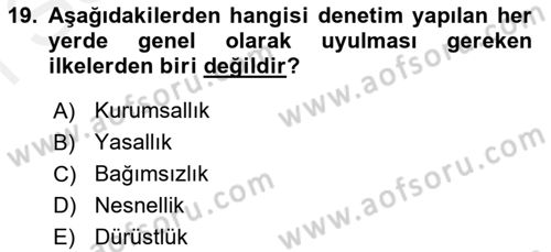 Kamu Mali Yönetimi Dersi 2018 - 2019 Yılı (Final) Dönem Sonu Sınav Soruları 19. Soru