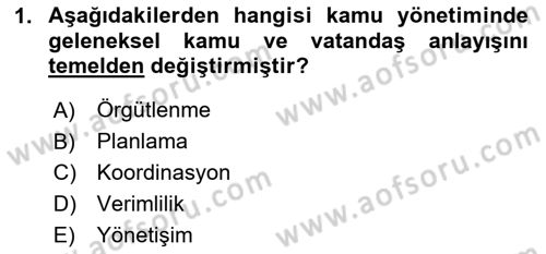 Kamu Mali Yönetimi Dersi 2020 - 2021 Yılı Yaz Okulu Sınav Soruları 1. Soru