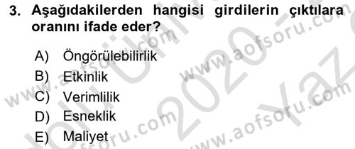 Kamu Mali Yönetimi Dersi 2020 - 2021 Yılı Yaz Okulu Sınav Soruları 3. Soru
