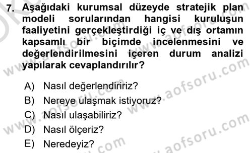 Kamu Mali Yönetimi Dersi 2020 - 2021 Yılı Yaz Okulu Sınav Soruları 7. Soru