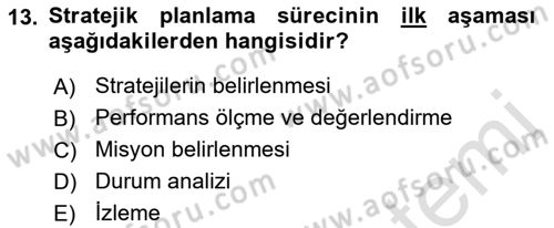 Kamu Mali Yönetimi Dersi 2021 - 2022 Yılı (Vize) Ara Sınav Soruları 13. Soru