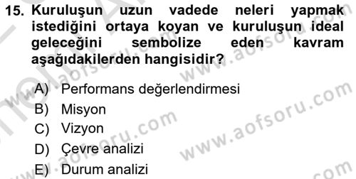 Kamu Mali Yönetimi Dersi 2021 - 2022 Yılı (Vize) Ara Sınav Soruları 15. Soru