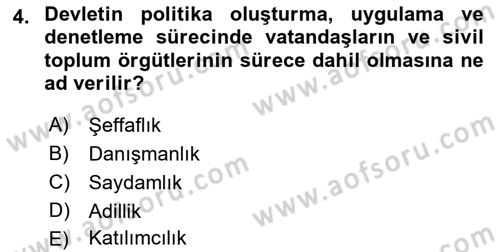 Kamu Mali Yönetimi Dersi 2021 - 2022 Yılı (Vize) Ara Sınav Soruları 4. Soru