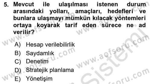 Kamu Mali Yönetimi Dersi 2021 - 2022 Yılı (Vize) Ara Sınav Soruları 5. Soru