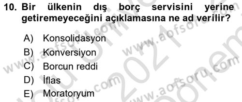Kamu Mali Yönetimi Dersi 2021 - 2022 Yılı (Final) Dönem Sonu Sınav Soruları 10. Soru