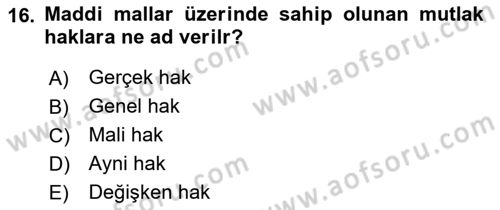Kamu Mali Yönetimi Dersi 2021 - 2022 Yılı (Final) Dönem Sonu Sınav Soruları 16. Soru