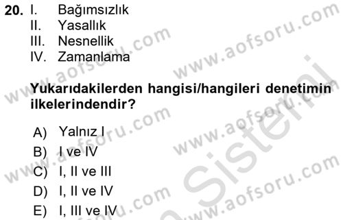 Kamu Mali Yönetimi Dersi 2021 - 2022 Yılı (Final) Dönem Sonu Sınav Soruları 20. Soru