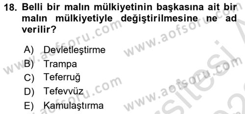Kamu Mali Yönetimi Dersi 2021 - 2022 Yılı Yaz Okulu Sınav Soruları 18. Soru