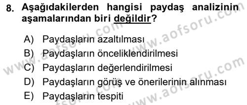 Kamu Mali Yönetimi Dersi 2021 - 2022 Yılı Yaz Okulu Sınav Soruları 8. Soru
