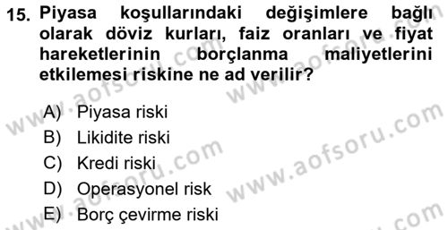 Kamu Mali Yönetimi Dersi 2022 - 2023 Yılı Yaz Okulu Sınav Soruları 15. Soru