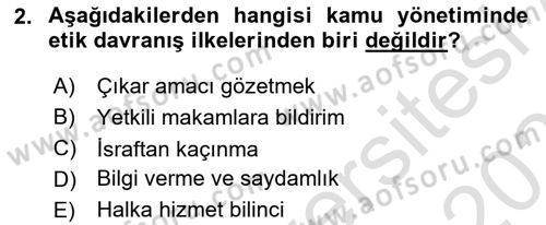 Kamu Mali Yönetimi Dersi 2022 - 2023 Yılı Yaz Okulu Sınav Soruları 2. Soru