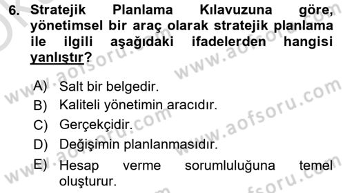 Kamu Mali Yönetimi Dersi 2022 - 2023 Yılı Yaz Okulu Sınav Soruları 6. Soru