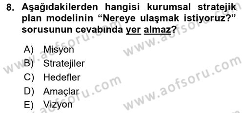 Kamu Mali Yönetimi Dersi 2022 - 2023 Yılı Yaz Okulu Sınav Soruları 8. Soru